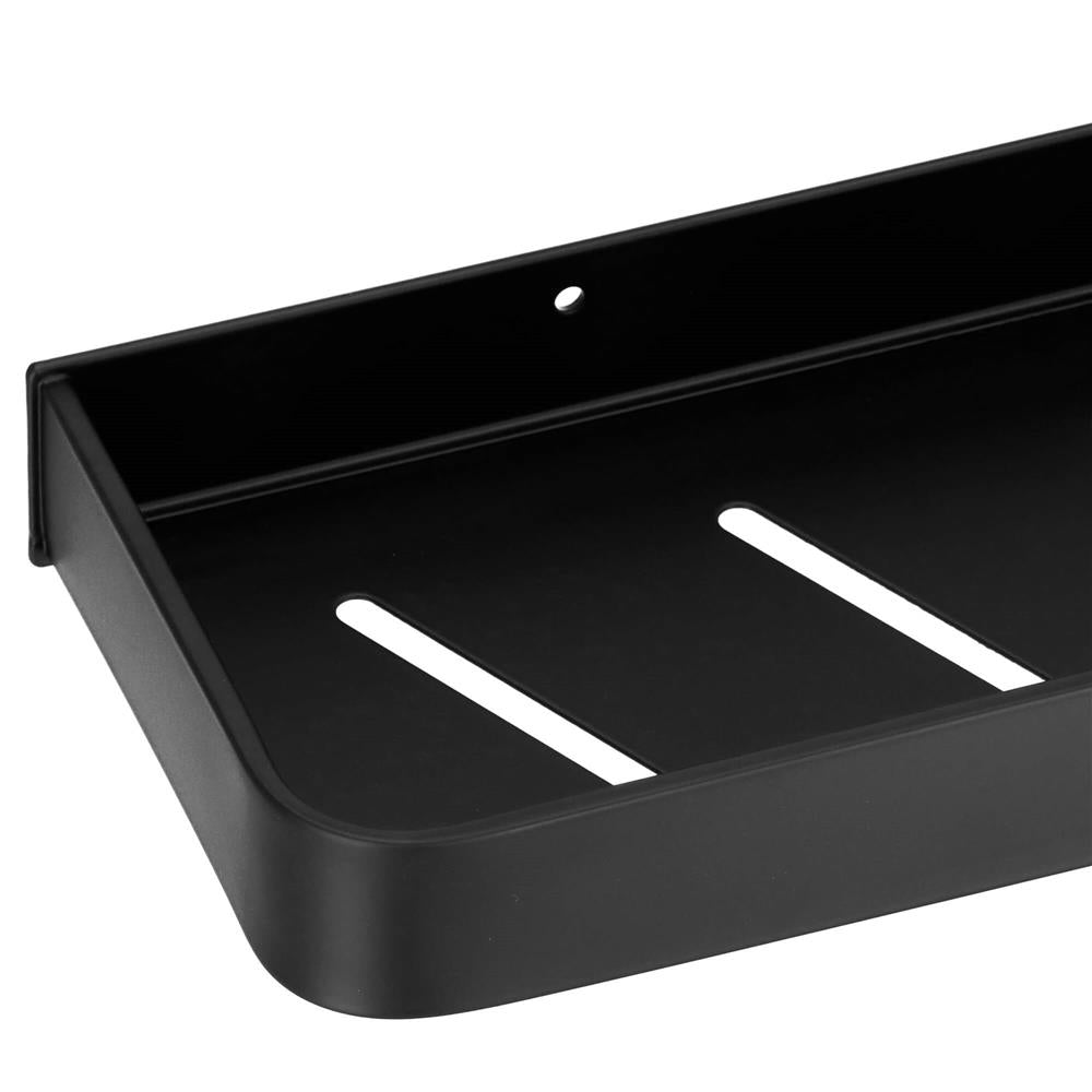Raft de baie cu 2 sisteme instalare pe perete, aluminiu, 50x12x4cm, negru