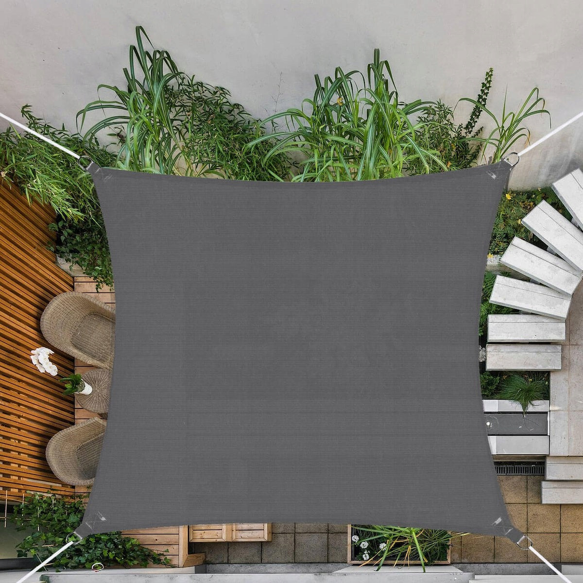Copertina prelata de soare, patrata, impermeabila cu protectie UV, 4x4m, gri - 10