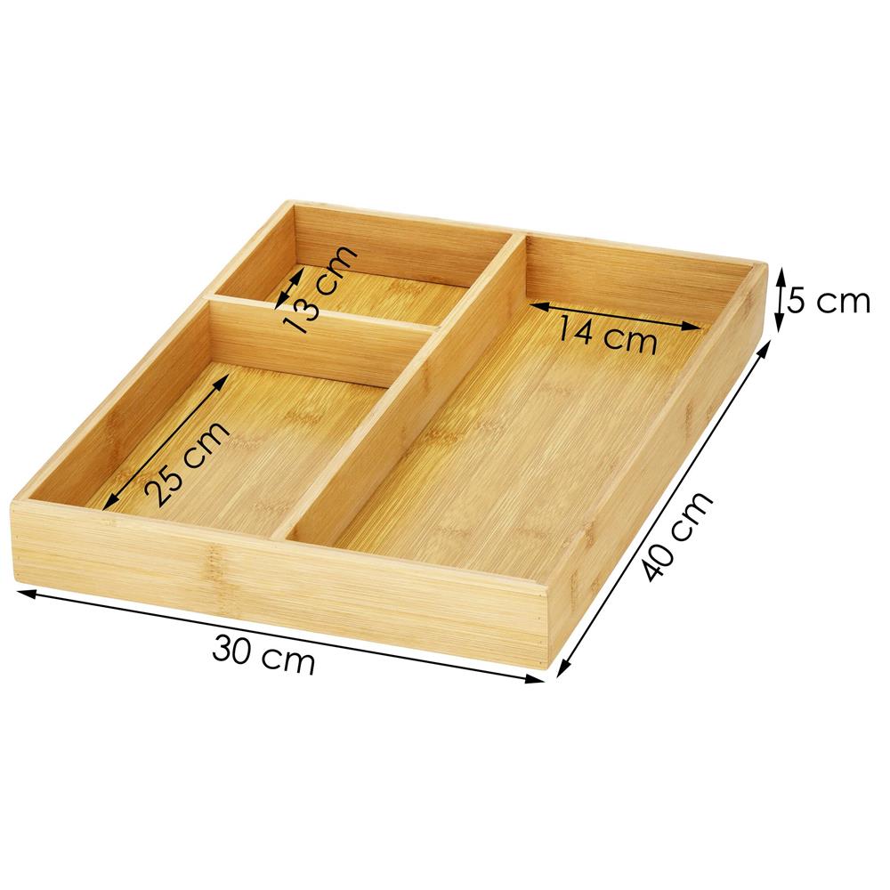 Organizator tacamuri si ustensile bucatarie, bambus, 40x30x5cm