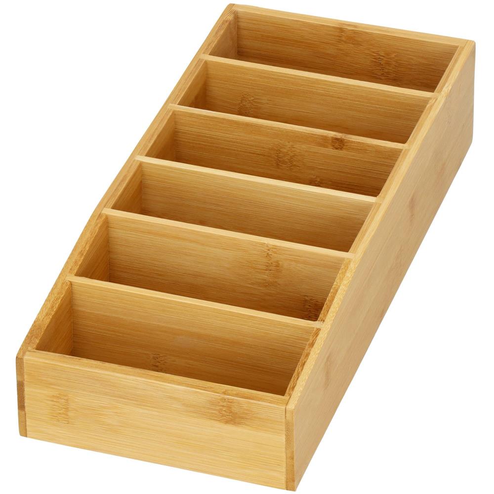 Organizator de bucatarie pentru plicuri de condimente, din bambus, 35x15x7cm, natur