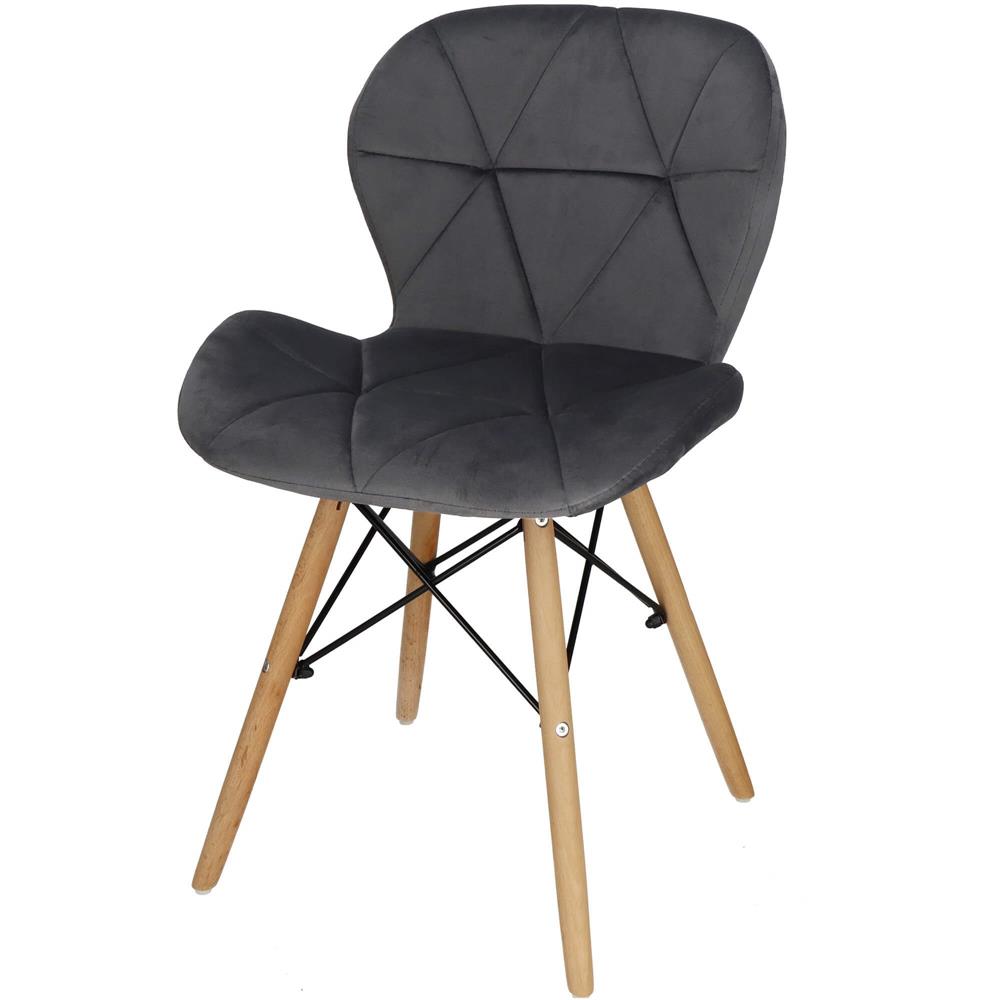 Set 4 scaune dining Torino pentru bucatarie tapitat cu catifea, 40x72cm, gri