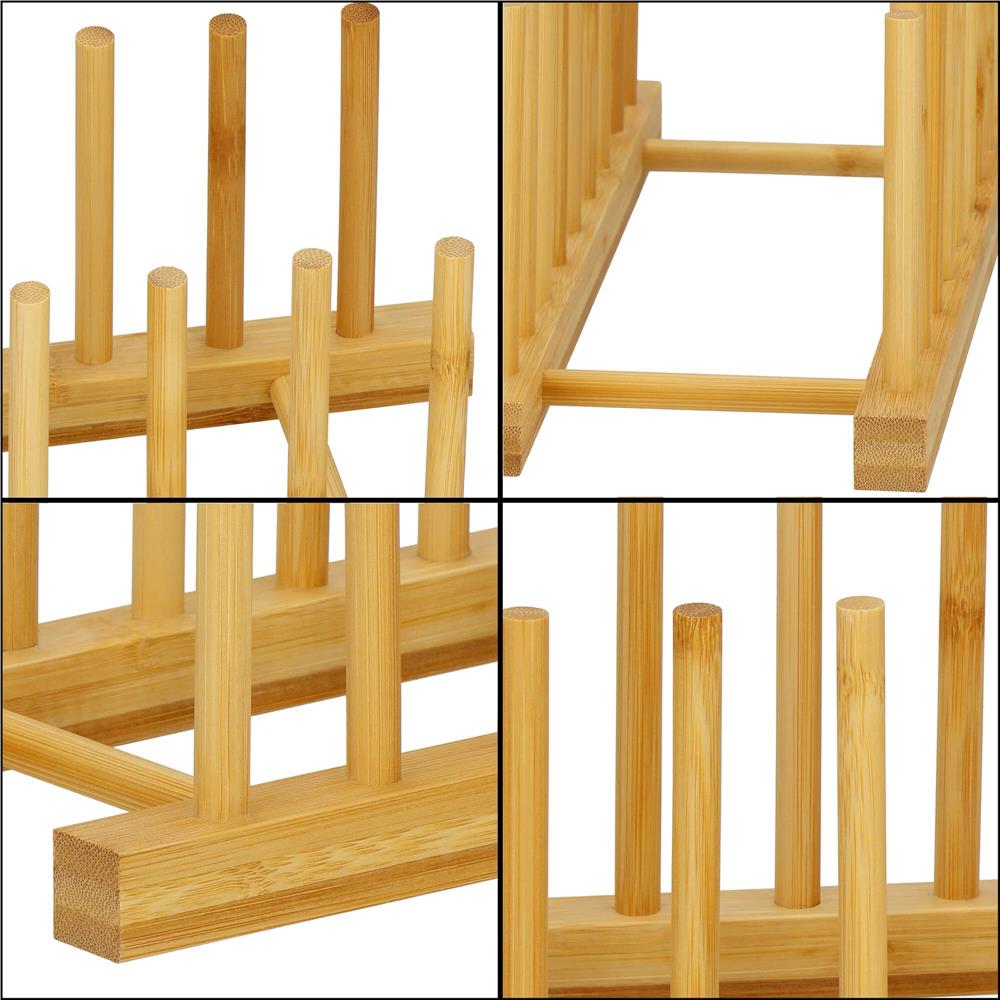 Suport organizare farfurii sau capace oala, din bambus, 34x13x13cm, natur