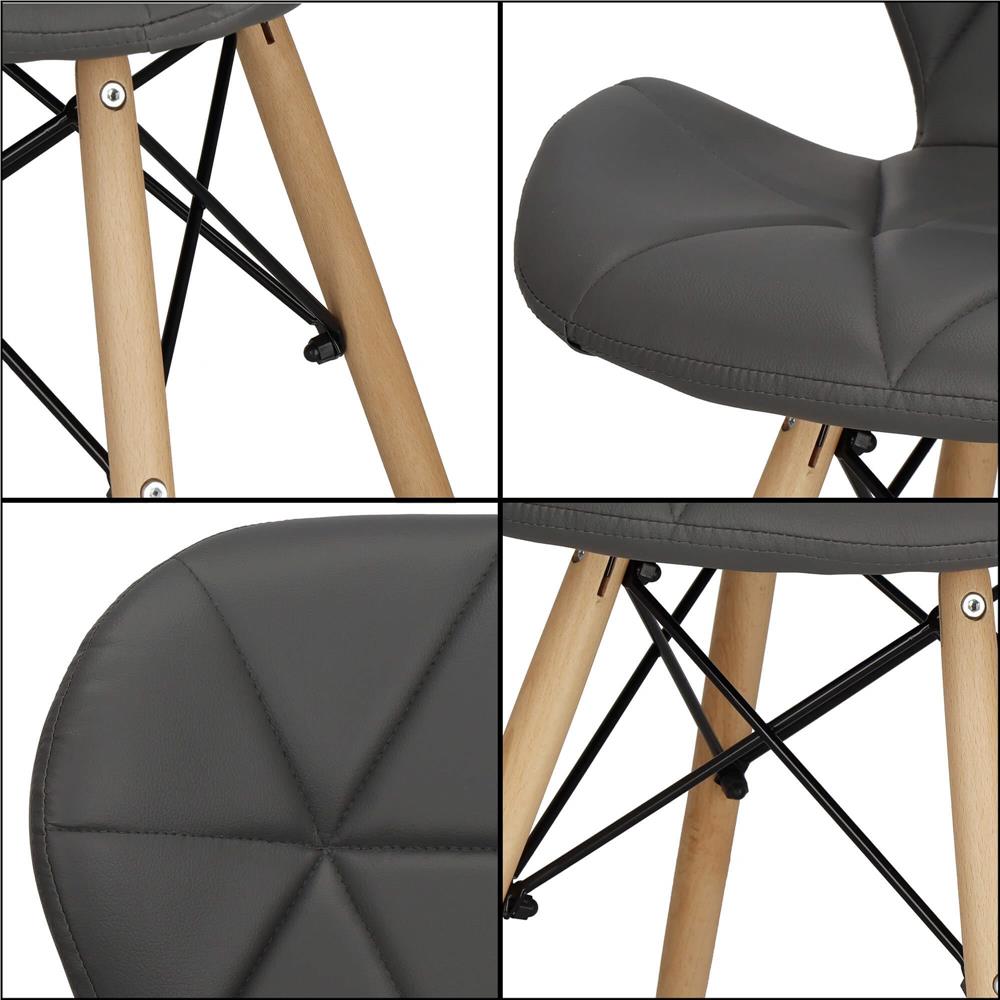 Set 4 scaune dining Torino pentru bucatarie tapitat cu piele ecologica, 40x72cm, gri