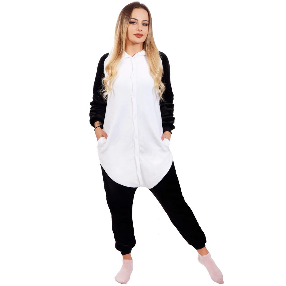 Pijama tip salopeta pentru adulti, model Panda, marime L