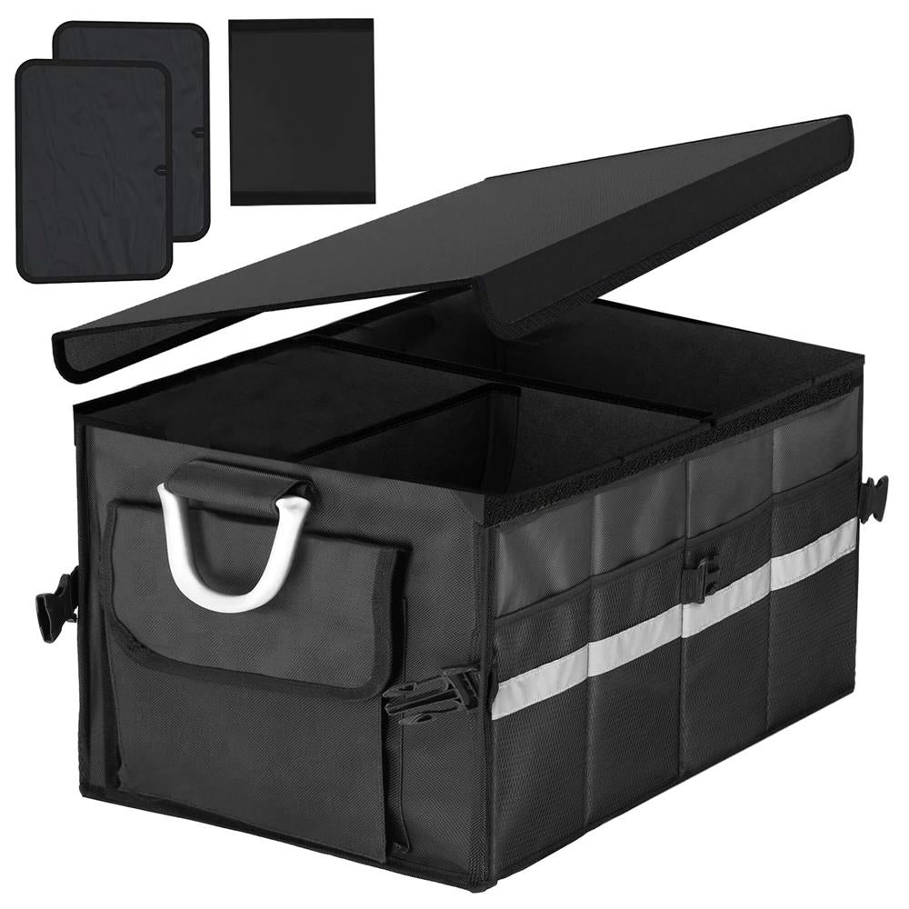 Organizator pentru portbagaj tip lada, cu buzunare laterale, pliabil, 30x58x33cm, negru