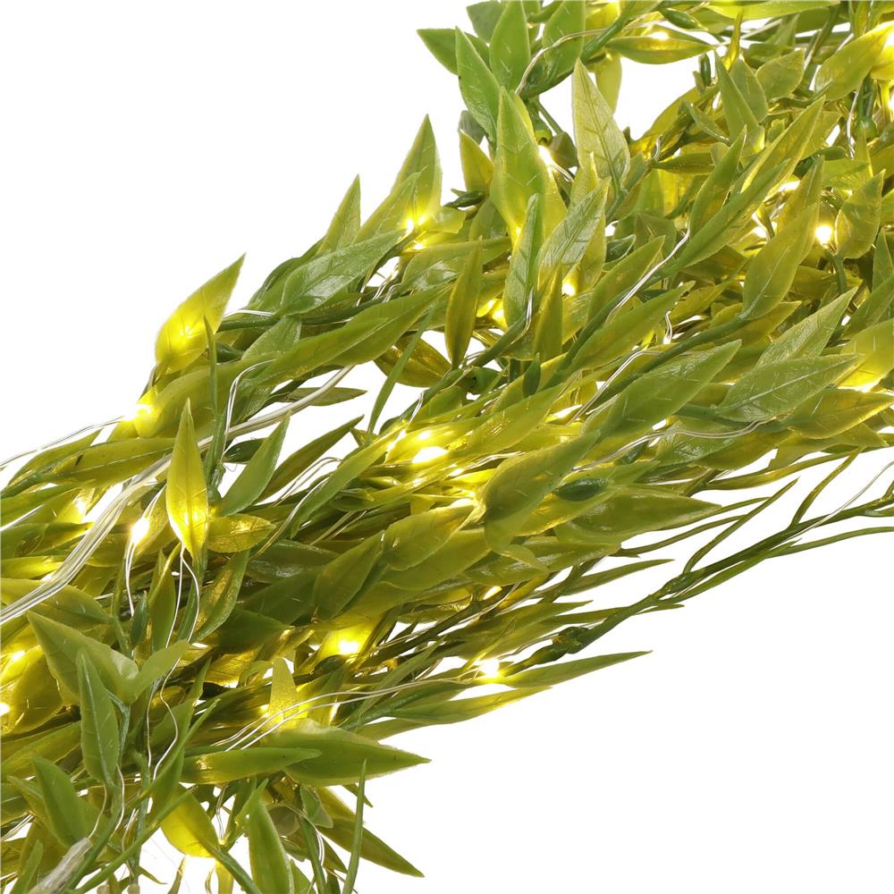 Ghirlanda luminoasa tip perdea de frunze artificiale, 285x105cm, 200 LED-uri, alb cald