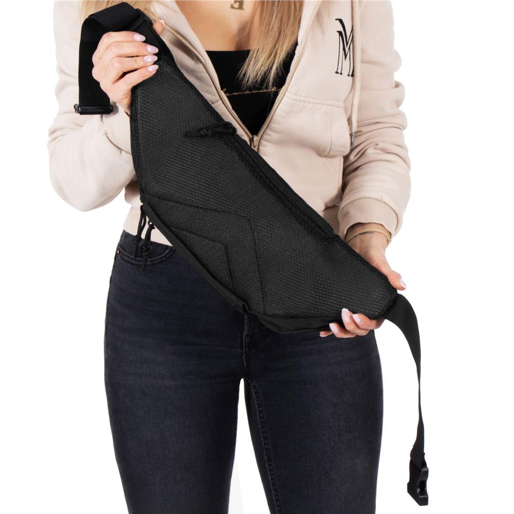 Borseta incapatoare pentru umar sau brau, impermeabila, unisex, 43x15cm, negru