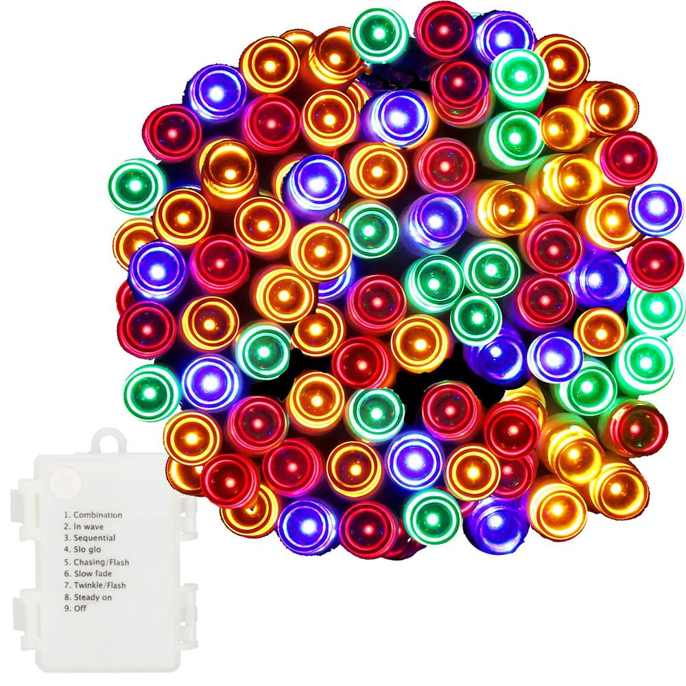 Instalatie lumini de exterior pentru gradina, 9 metri, 120 LED-uri, cu baterii, multicolor
