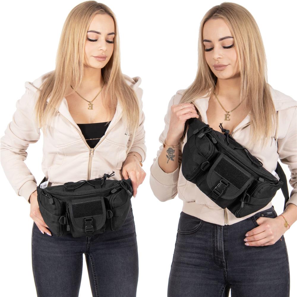 Borseta incapatoare pentru umar sau brau, impermeabila, unisex, 37x19cm, negru