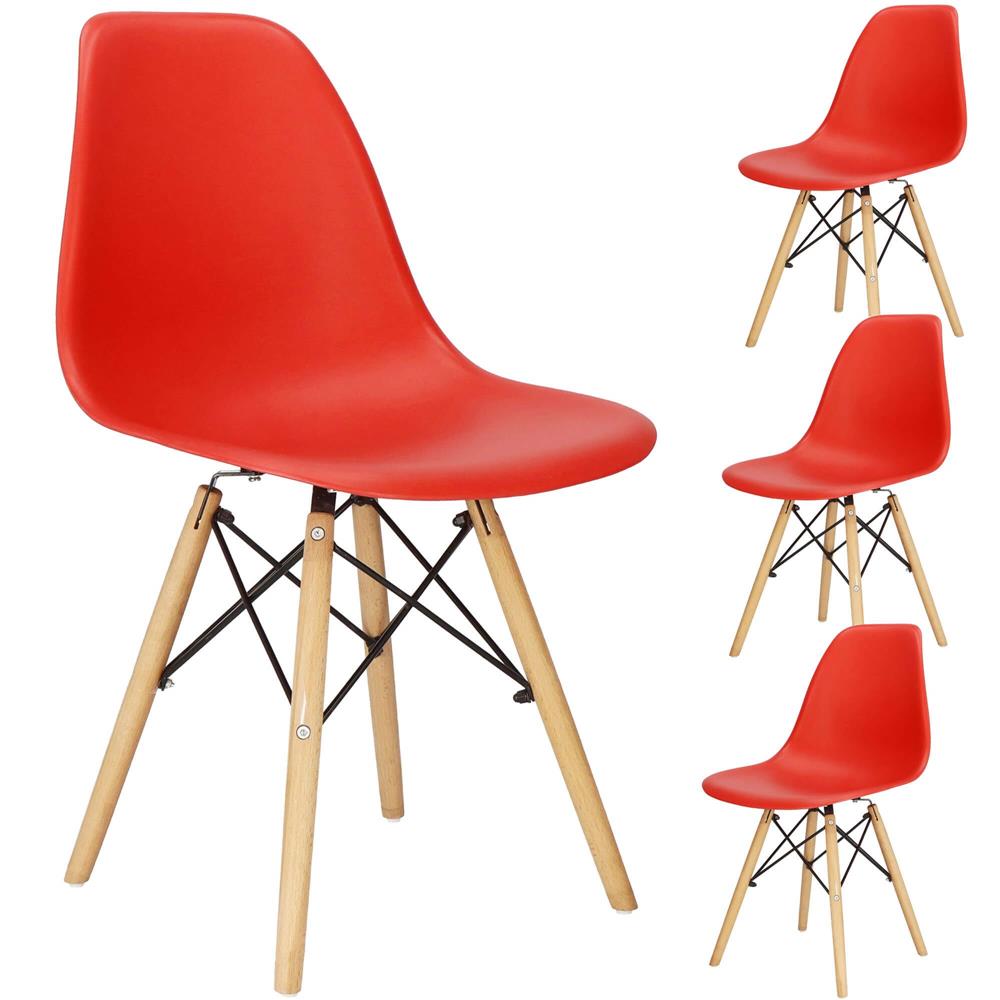 Set 4 scaune dining Scandinav pentru bucatarie, 38x42x82cm, rosu