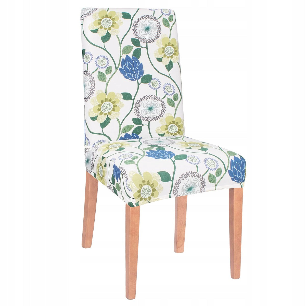 Set 4 huse universale pentru scaun, marime universala, poliester si spandex, 45 cm x 60 cm, imprimeu floral, gri - 9