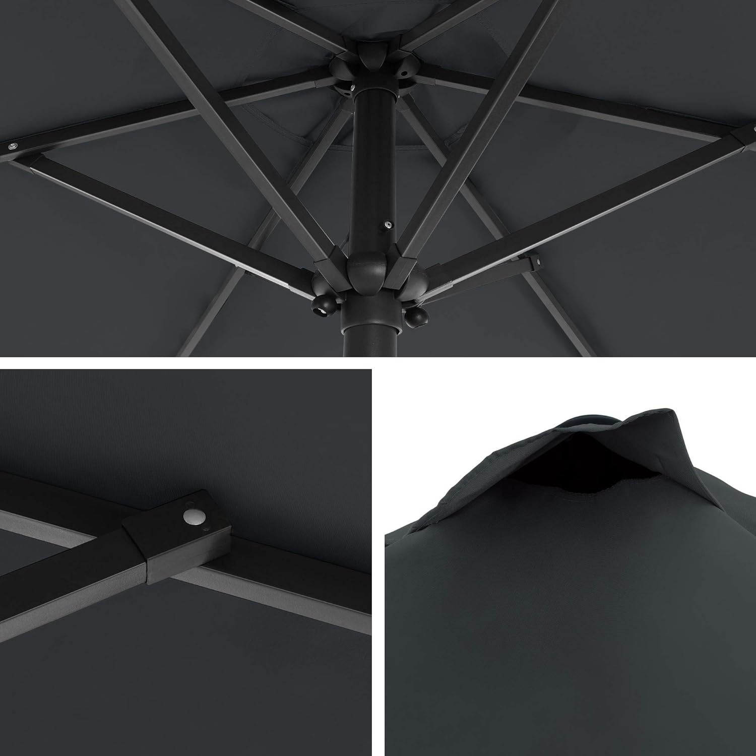 SONGMICS Umbrela de gradina 200 cm, inclinare dubla 30°, poliester UPF 50+, cadru metalic, gri