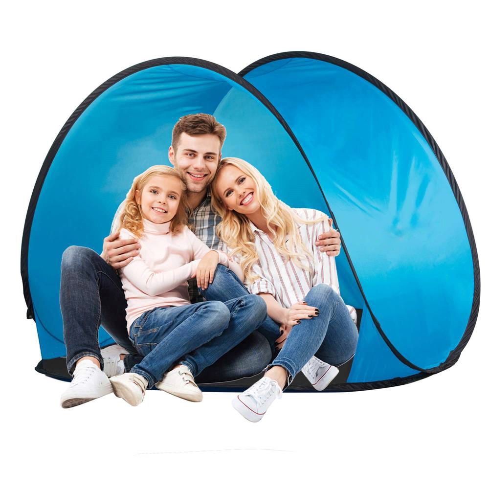 Cort plaja si picnic semi-deschis Sersimo, protectie UV, 150x90x90cm, albastru negru