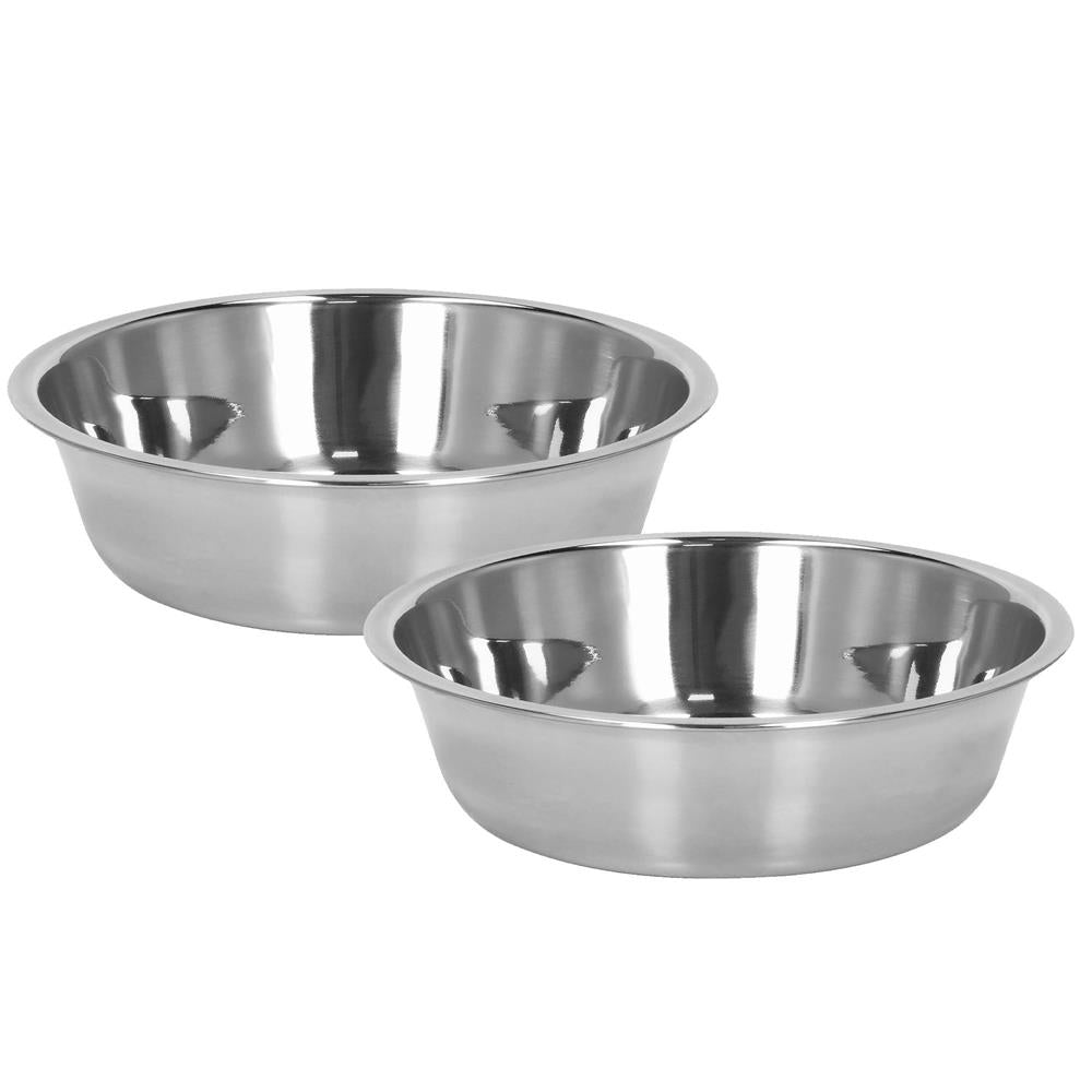Set de 2 castroane din inox cu suport de bambus, 2x14cm