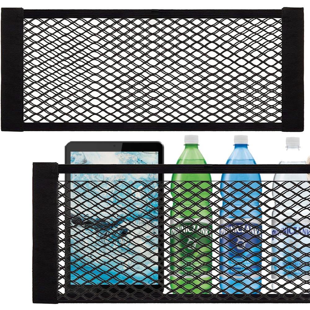 Organizator pentru portbagaj cu plasa, instalare cu arici, 24x50-70cm, negru