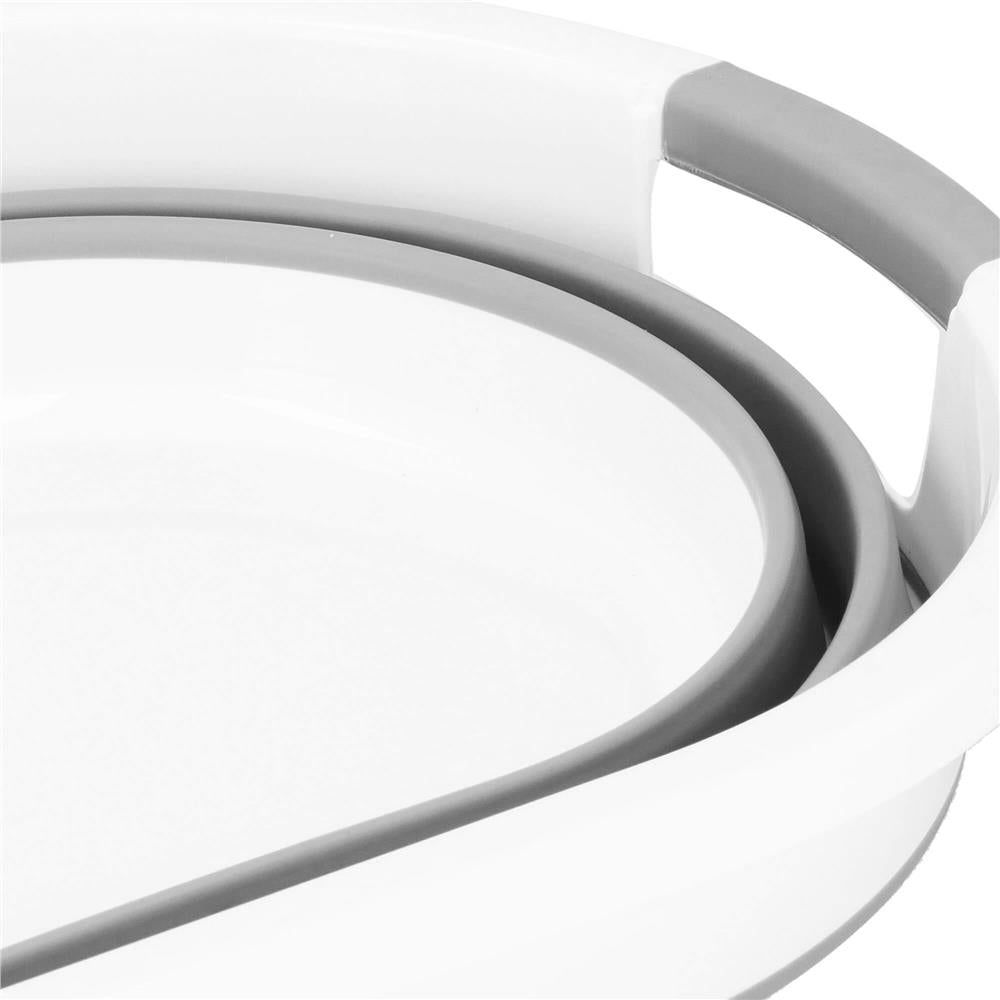 Cos de rufe pliabil tip lighean, cu manere, din plastic si silicon, 54x38x23cm, 24litri, gri