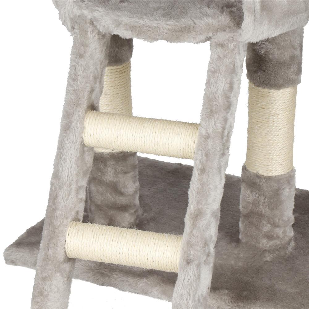Ansamblu de joaca pentru pisici, cu loc pentru zgariat, ascuns, culcus, sfoara, 96cm, gri