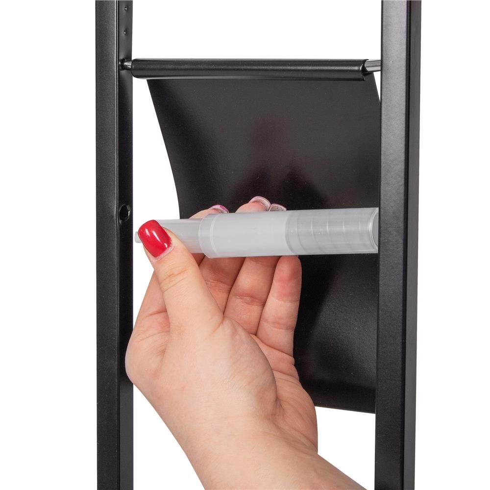 Stand cu perie WC si suport hartie igienica, metal si bambus, 74cm, negru