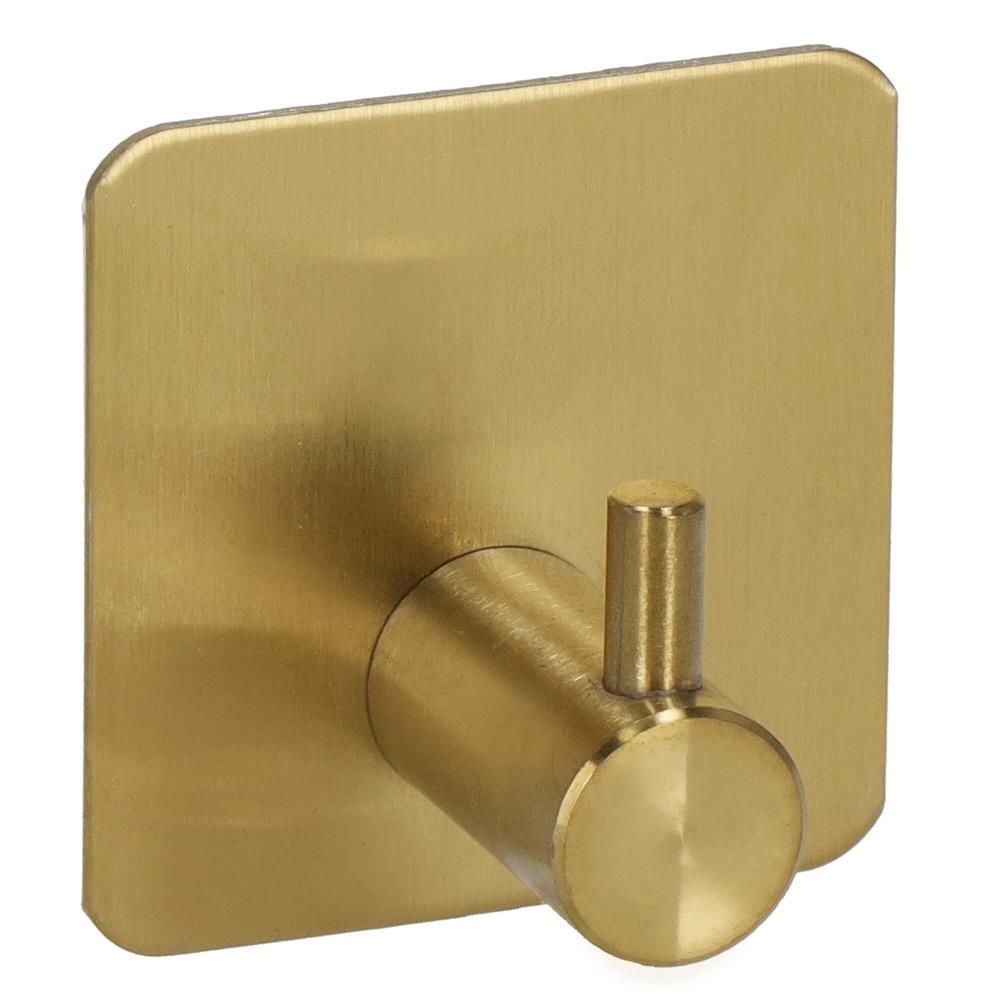 Set 4 agatatori tip cuier pentru baie, sistem fixare inclus, aluminiu, auriu