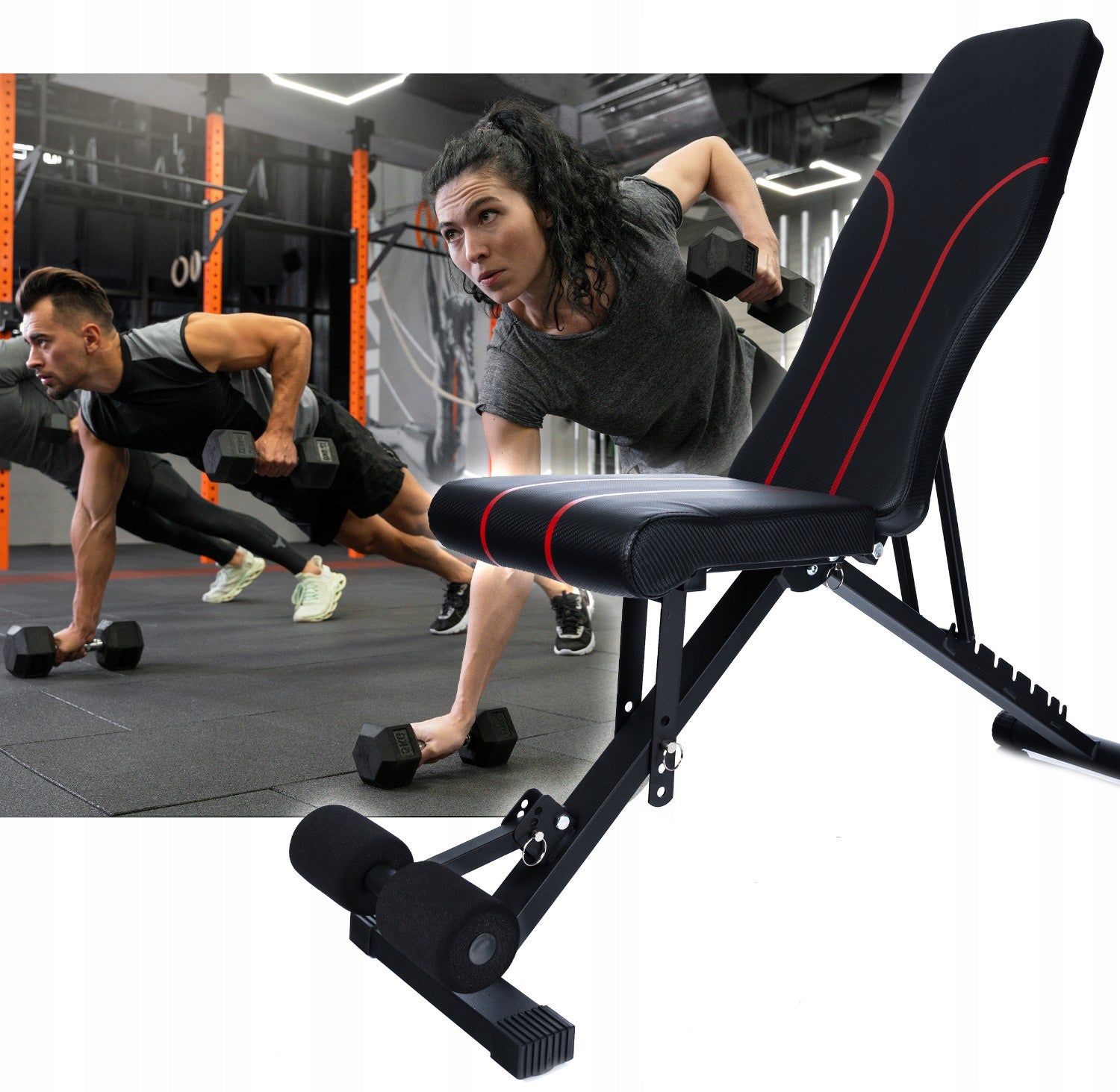 Banca multifunctionala antrenament fitness, spatar reglabil 7 trepte, sarcina maxima 200 kg