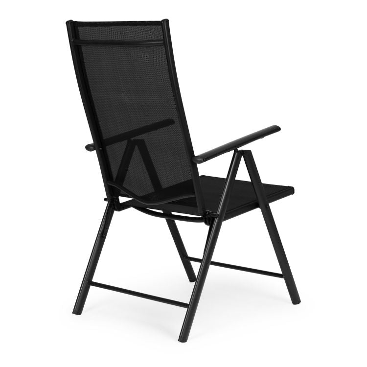Set 4 scaune gradina 70x57x106 cm, pliante cu spatar reglabil 7 pozitii, structura otel si textilena, negru