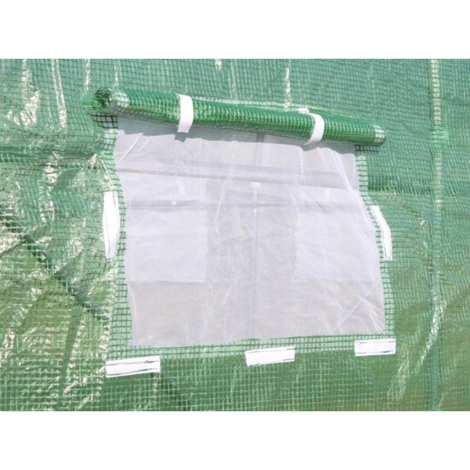 Sera de gradina, tip tunel cu cadru metalic, 300x600 cm, verde, 18 mp, usa cu cadru metalic