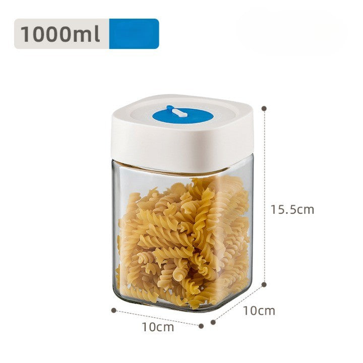 Borcan din Sticla de Inalta Calitate, Capac Ermetic, Uz Casnic, Depozitarea Condimentelor sau a Alimentelor Umede si Uscate, 1000 mL, 10x10x15.5 cm, Alb