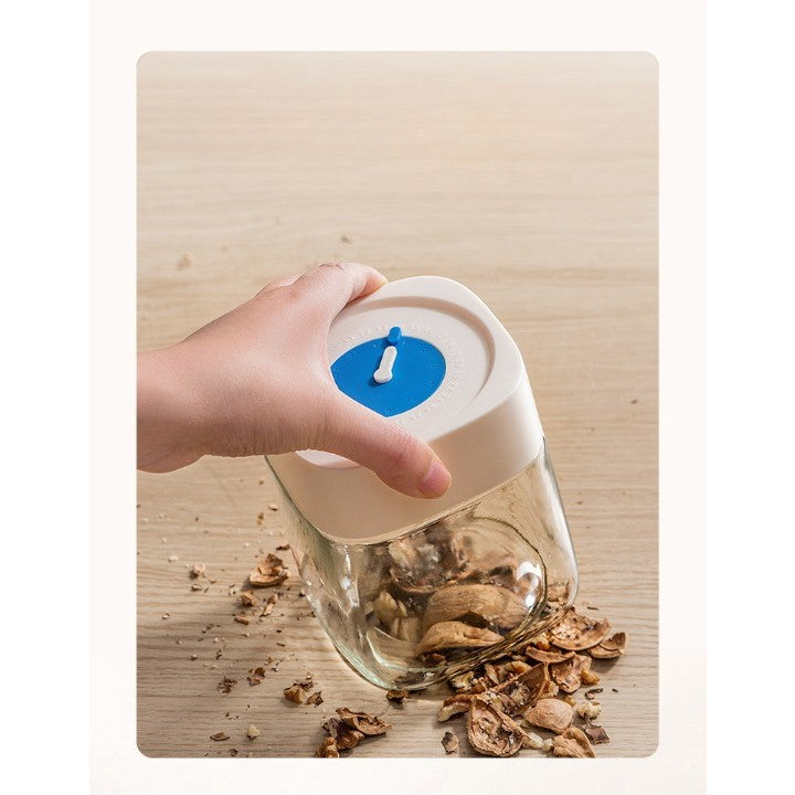 Borcan din Sticla de Inalta Calitate, Capac Ermetic, Uz Casnic, Depozitarea Condimentelor sau a Alimentelor Umede si Uscate, 1000 mL, 10x10x15.5 cm, Alb