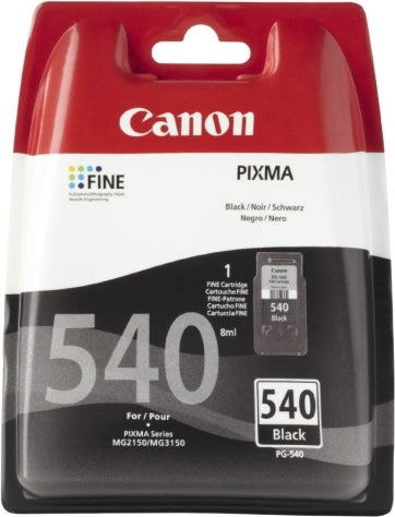 Cartus Cerneala Original Canon Black, PG-540, pentru Pixma MG2150|MG2250|MG3150|MG3250|MG3550|MG3650|MG4150|MG4250|MX375|MX395|MX435|MX455|MX475, 8ml, incl.TV 0.11 RON, "BS5225B005AA"