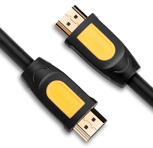 CABLU video Ugreen, "HD101" HDMI (T) la HDMI (T), rezolutie maxima 4K UHD (3840 x 2160) la 60 Hz, round cable, conectori auriti, 5m, negru + galben "10167" - 6957303811670