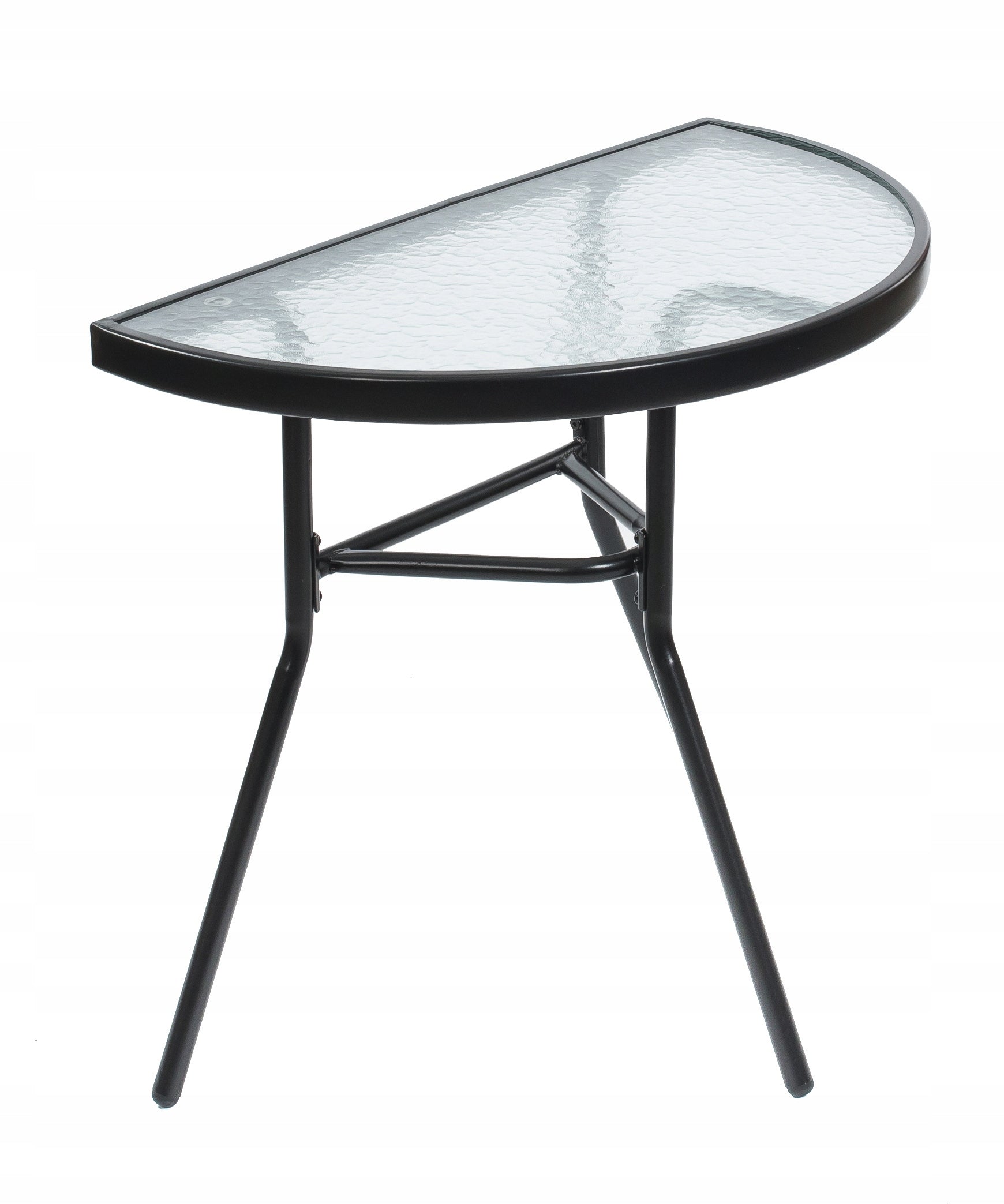 Set mobilier gradina sau balcon, masa semirotund sticla cu 2 scaune pliabile, gri