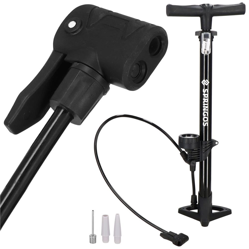 Pompa bicicleta cu manometru, accesorii umflare mingi si articole gonflabile, 160PSI, aluminiu, 60cm