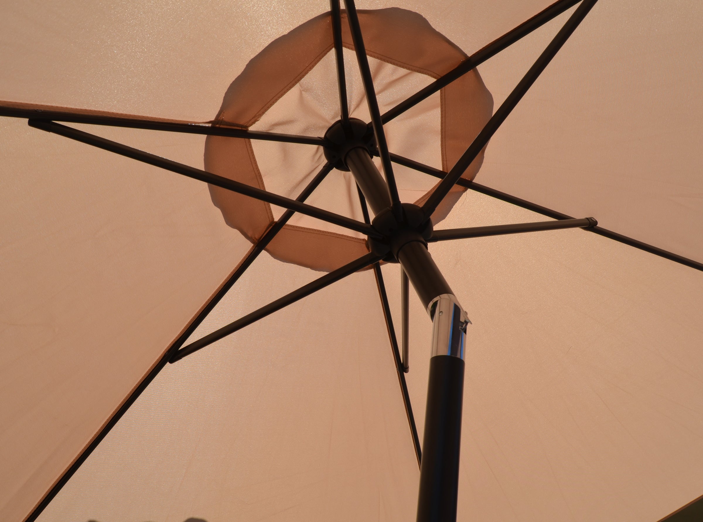 Umbrela terasa gradina, Sersimo Santorini, cu manivela si inclinare, rotunda 270cm, crem