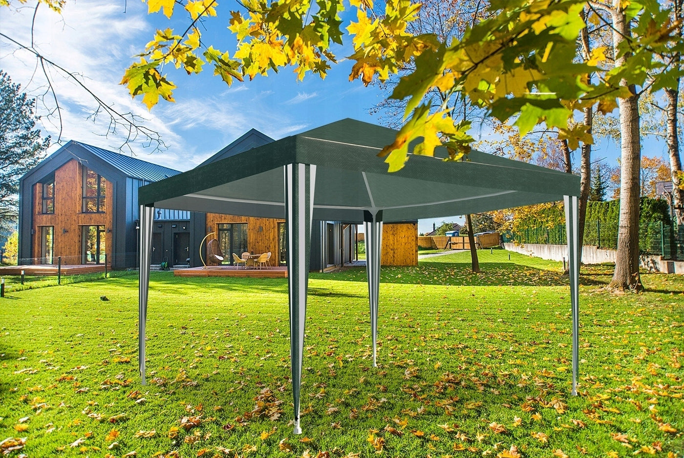 Cort pavilion de gradina, 300x300 cm, impermeabil cu rezistenta UV, verde