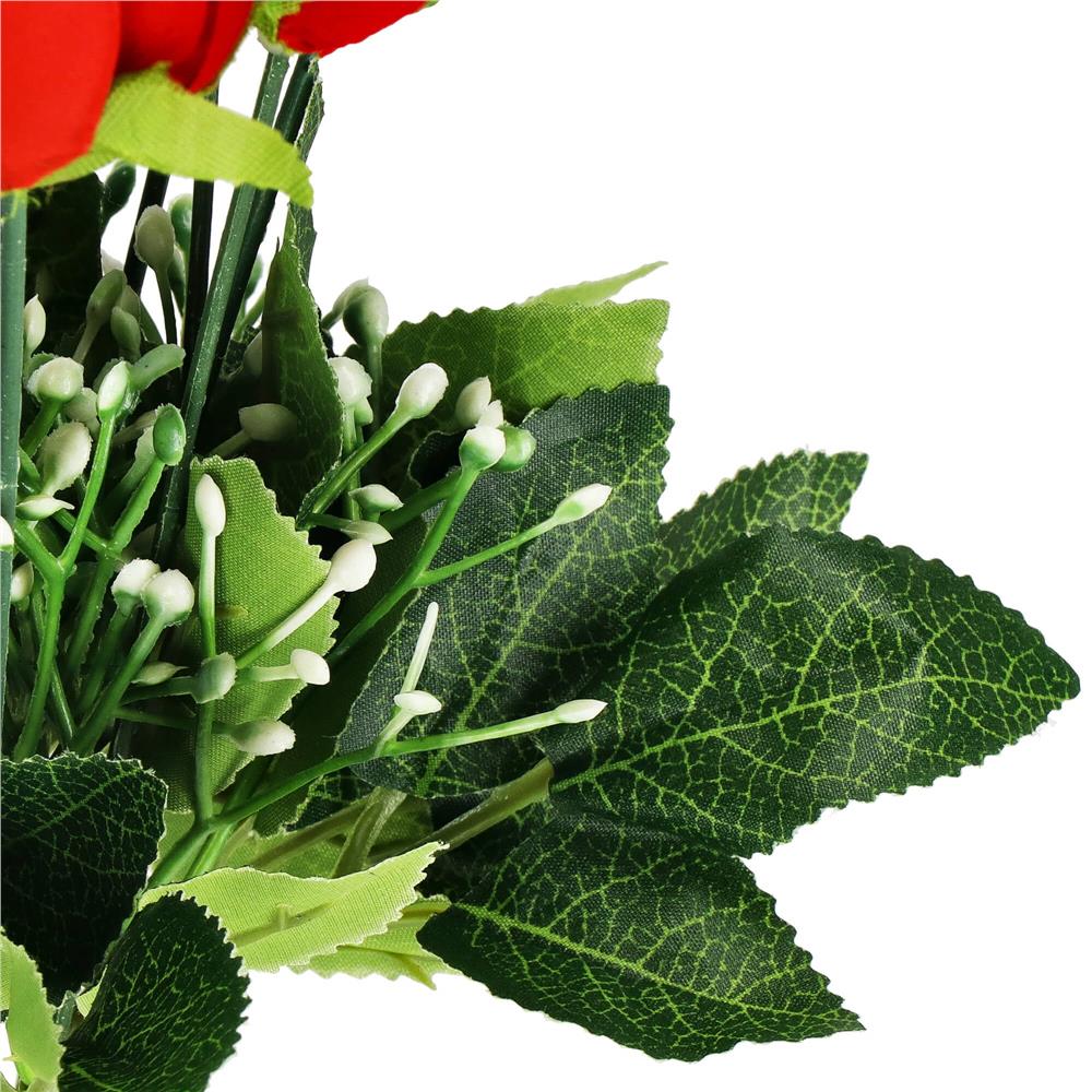 Buchet de flori artificiale din poliester, 12 fire trandafiri, 38cm, rosu