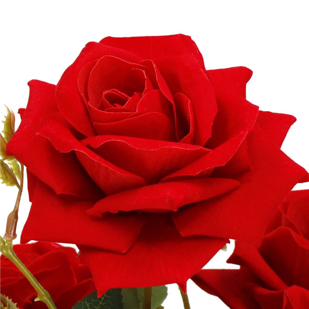 Buchet de flori artificiale din poliester, 6 fire trandafiri, 55cm, rosu