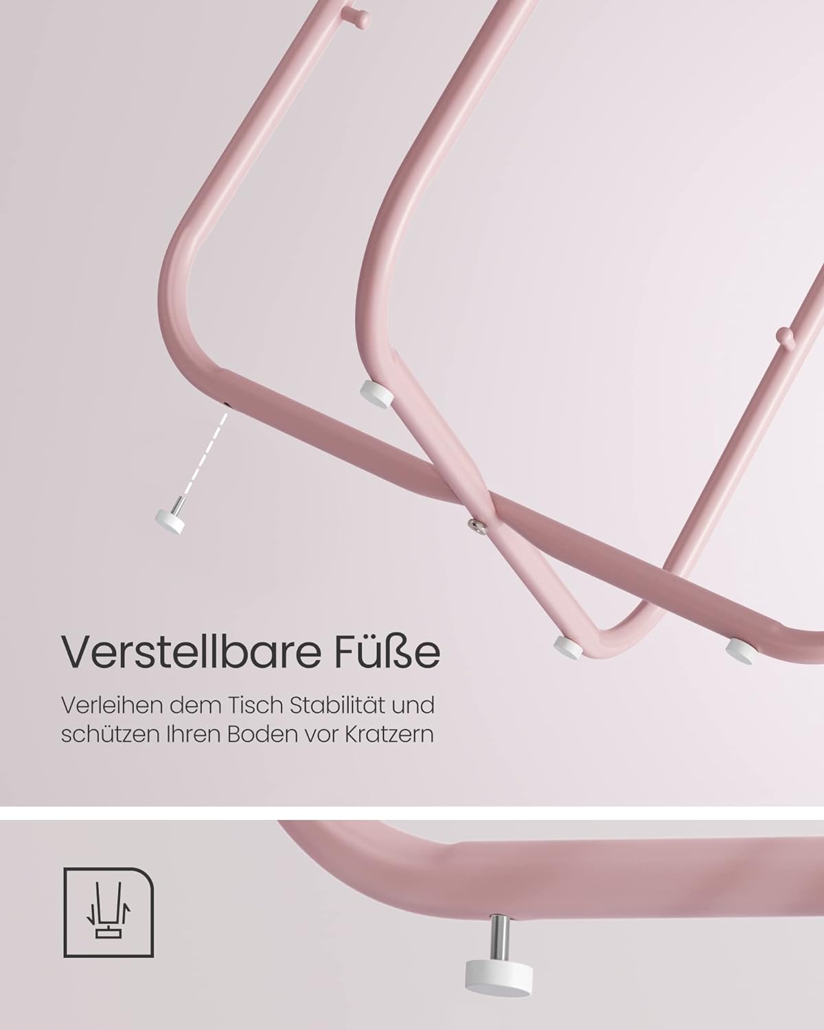 VASAGLE Masuta de cafea rotunda cu cos de stofa, stil modern, 45x50cm, roz cu bej