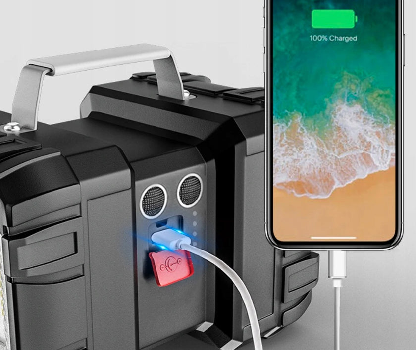 Lanterna multifunctionala, reincarcabila, power bank, 800lm, 7 moduri de luminare la 2 capete, negru