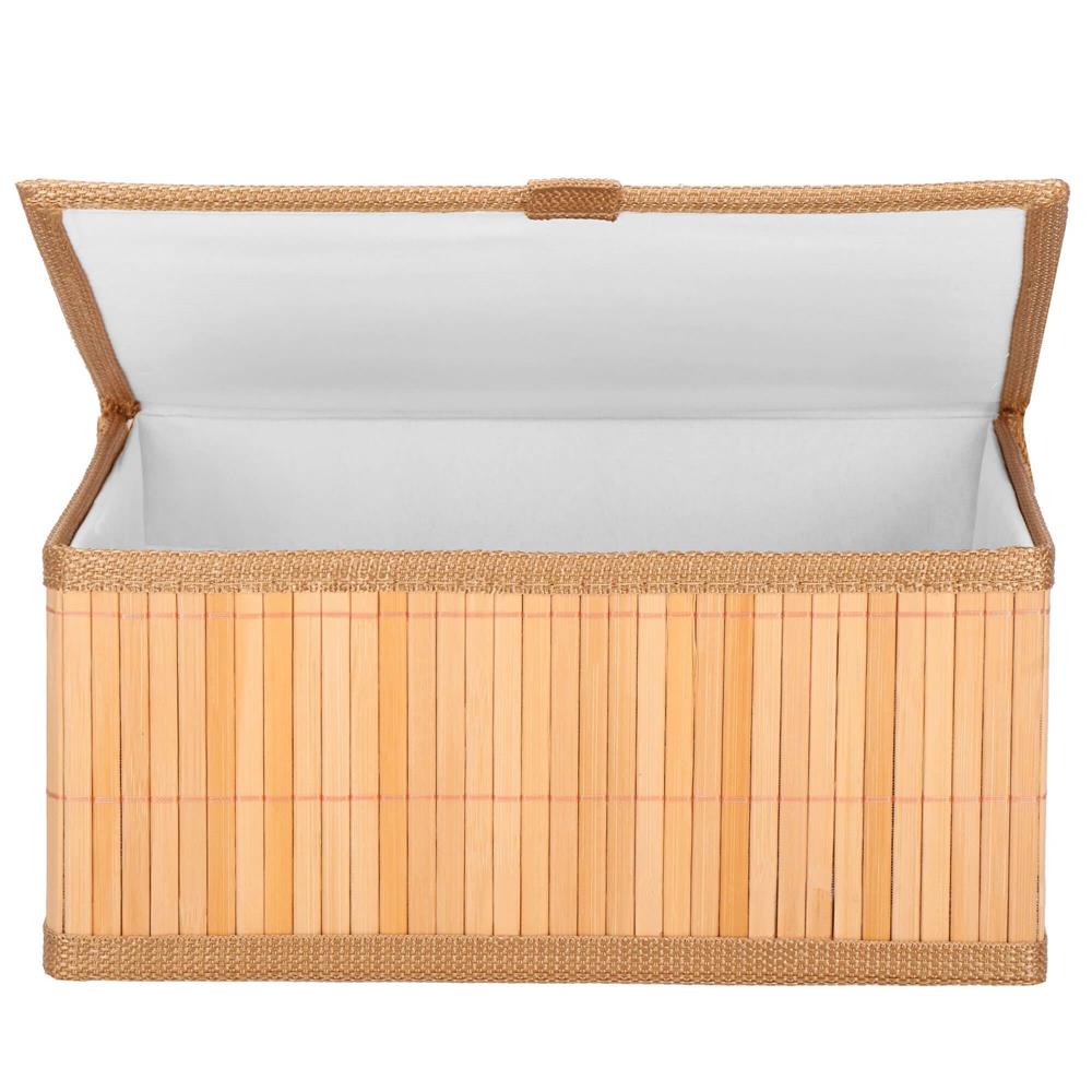 Set 3 cutii organizatoare din bambus, cu capac, diverse dimensiuni, maro