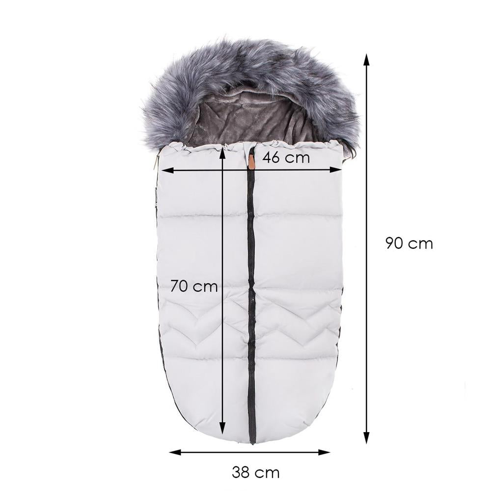 Sac iarna de bebelusi pentru carucior, marime universala, cu gluga, 90x45cm, gri