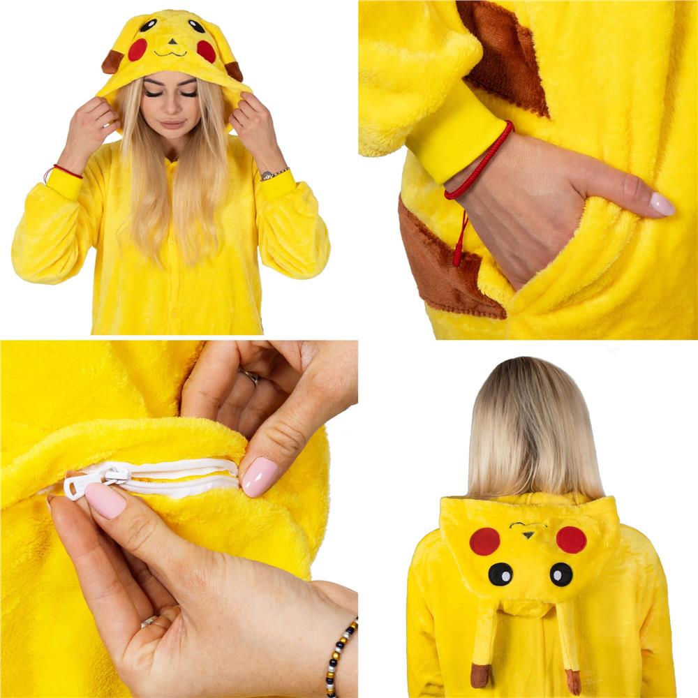 Pijama tip salopeta pentru adulti, model Pikachu, marime S