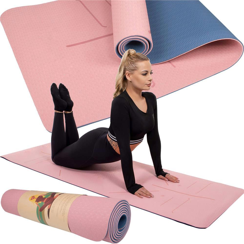 Saltea pentru antrenament, yoga, fitness, aerobic, pilates, exercitii la sol, 183x61cm, roz