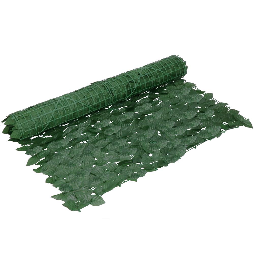 Panou paravan cu frunze artificiale pentru gard sau balcon, 100x300cm, verde inchis