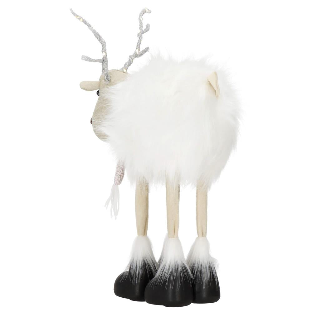 Figurina Craciun, Ren alb cu fular, inaltime 48cm