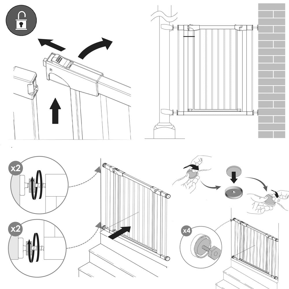 Poarta de siguranta Safety Gate pentru scari, ajustabila, din lemn cu structura otel, 131-138cm, negru maro - 11