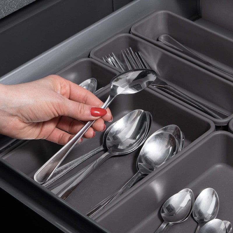 Organizator sertar bucatarie, 8 piese, gri