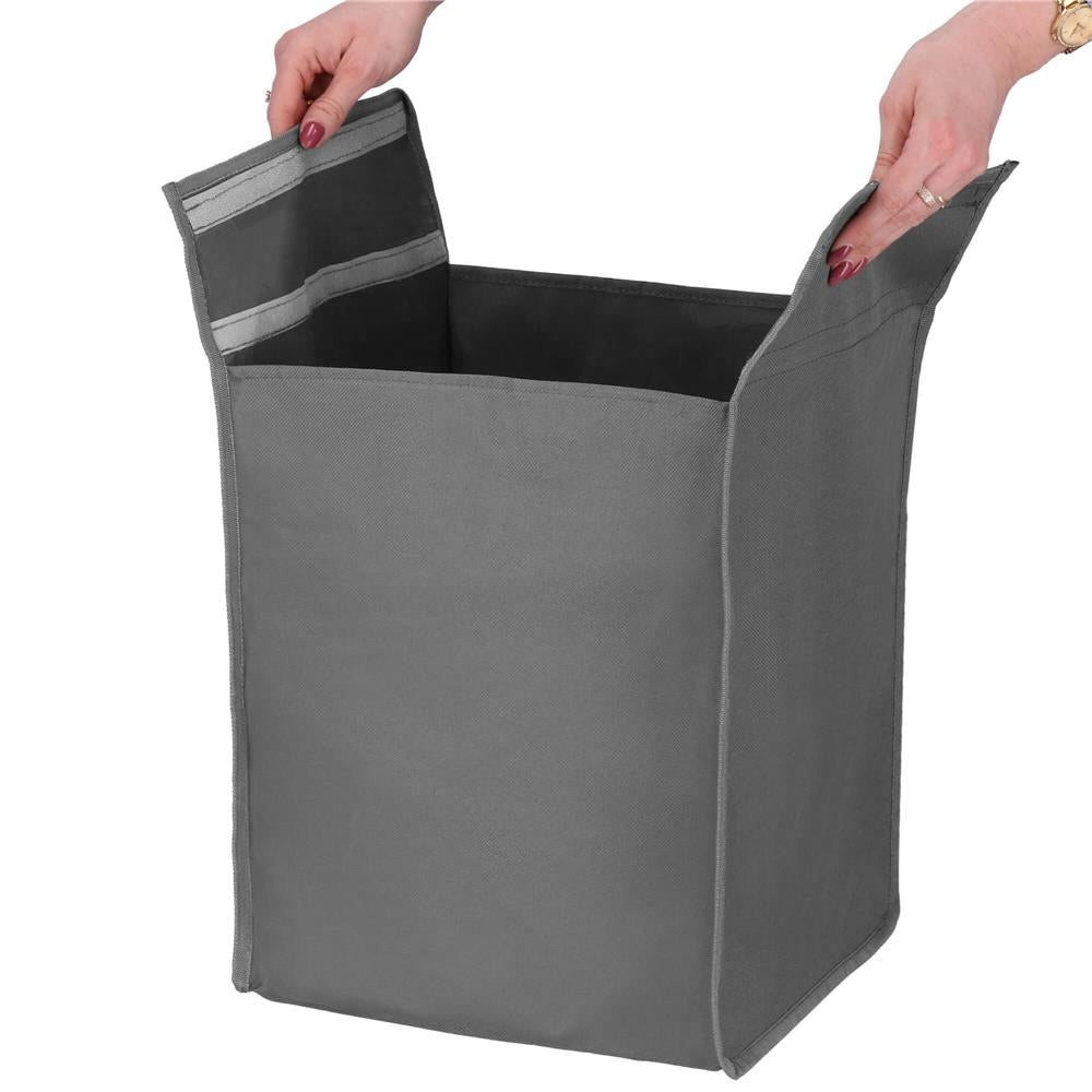 Cos de rufe din bambus, cu 2 saci detasabili, raft superior, capacitate de 40L per sac, 67x36x70cm, maro