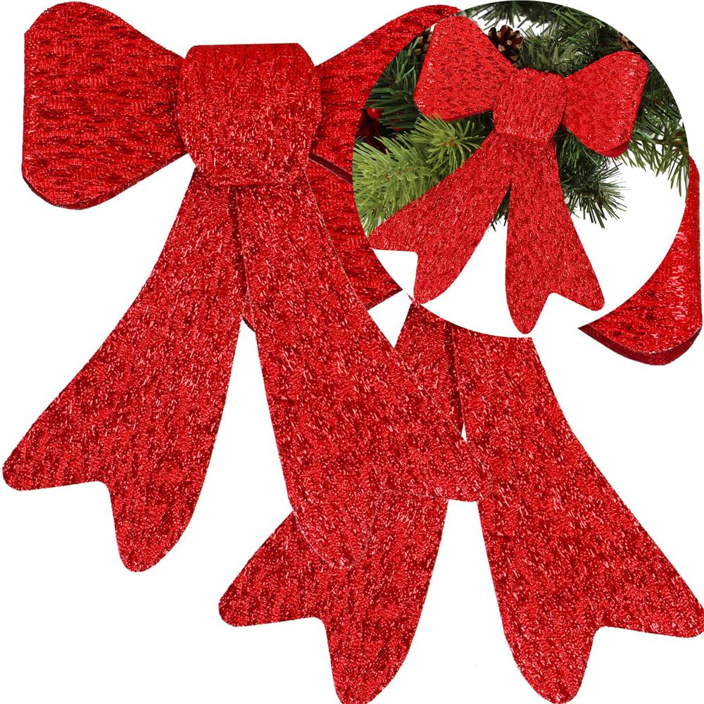 Set 2 ornamente pentru bradul de Craciun, fundita, 18cm, rosu