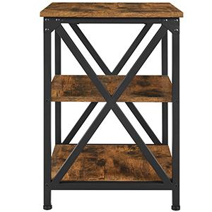 VASAGLE Noptiera mica din metal cu design in forma de X, 2 rafturi de depozitare, stil industrial, 40x40x60cm, maro rustic