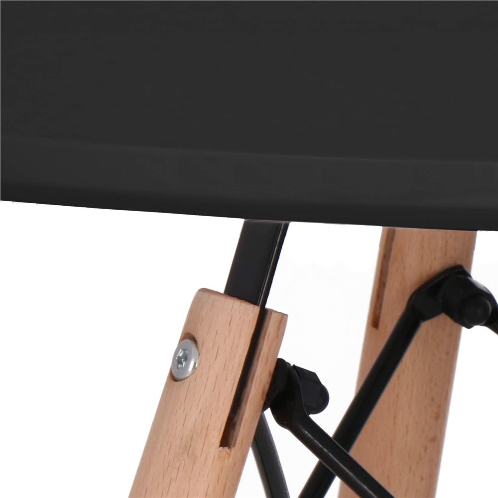 Masa dining bucatarie, rotunda, diametru 80 cm, inaltime 75 cm, Blat MDF, Picioare lemn, Negru